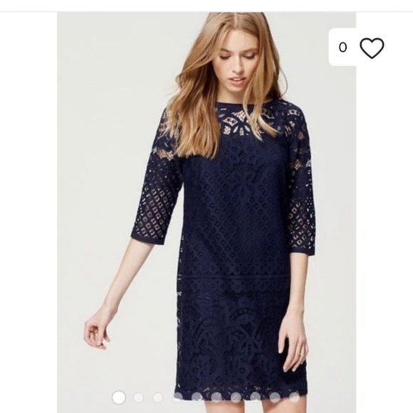 LOFT Dresses & Skirts - LOFT Navy Blue Lace Cocktail Shift Dress - Size 6